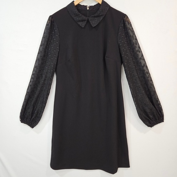 Tommy Hilfiger Dresses & Skirts - Tommy Hilfiger Sheer Sleeve Dress 8 Polka Dot‎ Mesh Black Wednesday Whimsigoth